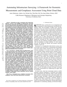 Automating Infrastructure Surveying: A Framework for Geometric Measurements and Compliance Assessment Using Point Cloud Data