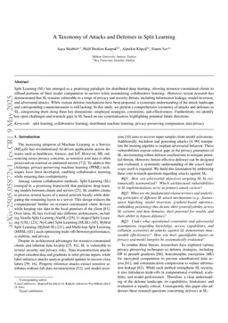 A Taxonomy of Attacks and Defenses in Split Learning