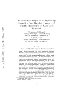 An Exploratory Analysis on the Explanatory Potential of Embedding-Based Measures of Semantic Transparency for Malay Word Recognition