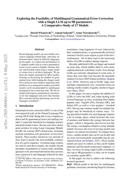 Exploring the Feasibility of Multilingual Grammatical Error Correction with a Single LLM up to 9B parameters: A Comparative Study of 17 Models