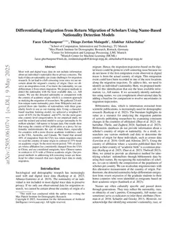 Differentiating Emigration from Return Migration of Scholars Using Name-Based Nationality Detection Models