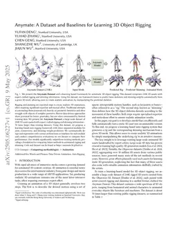 Anymate: A Dataset and Baselines for Learning 3D Object Rigging