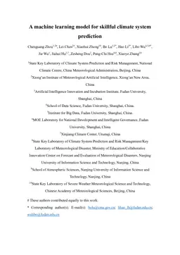 A machine learning model for skillful climate system prediction