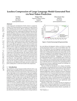 Lossless Compression of Large Language Model-Generated Text via Next-Token Prediction