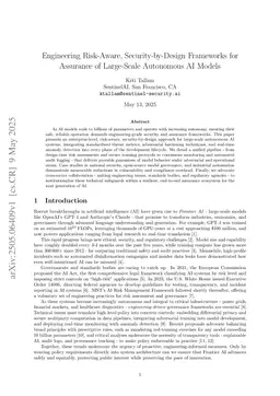 Engineering Risk-Aware, Security-by-Design Frameworks for Assurance of Large-Scale Autonomous AI Models