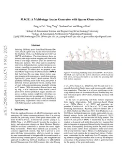 MAGE:A Multi-stage Avatar Generator with Sparse Observations