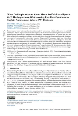 What Do People Want to Know About Artificial Intelligence (AI)? The Importance of Answering End-User Questions to Explain Autonomous Vehicle (AV) Decisions