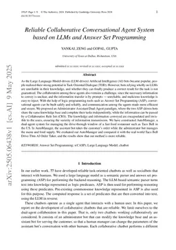 Reliable Collaborative Conversational Agent System Based on LLMs and Answer Set Programming