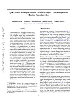 QoS-Efficient Serving of Multiple Mixture-of-Expert LLMs Using Partial Runtime Reconfiguration