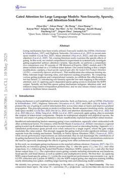 Gated Attention for Large Language Models: Non-linearity, Sparsity, and Attention-Sink-Free