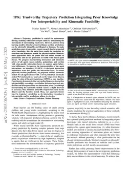 TPK: Trustworthy Trajectory Prediction Integrating Prior Knowledge For Interpretability and Kinematic Feasibility