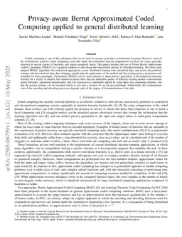 Privacy-aware Berrut Approximated Coded Computing applied to general distributed learning