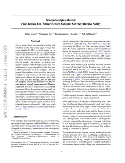 Benign Samples Matter! Fine-tuning On Outlier Benign Samples Severely Breaks Safety