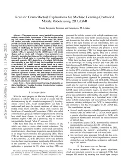Realistic Counterfactual Explanations for Machine Learning-Controlled Mobile Robots using 2D LiDAR