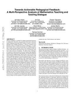 Towards Actionable Pedagogical Feedback: A Multi-Perspective Analysis of Mathematics Teaching and Tutoring Dialogue
