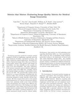 Metrics that matter: Evaluating image quality metrics for medical image generation