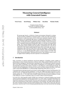 Measuring General Intelligence with Generated Games