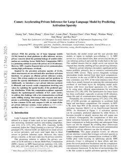 Comet: Accelerating Private Inference for Large Language Model by Predicting Activation Sparsity