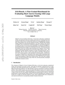 SAS-Bench: A Fine-Grained Benchmark for Evaluating Short Answer Scoring with Large Language Models