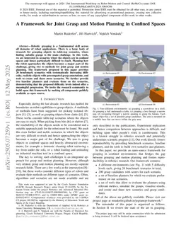 A Framework for Joint Grasp and Motion Planning in Confined Spaces
