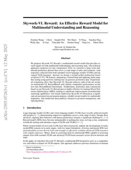 Skywork-VL Reward: An Effective Reward Model for Multimodal Understanding and Reasoning