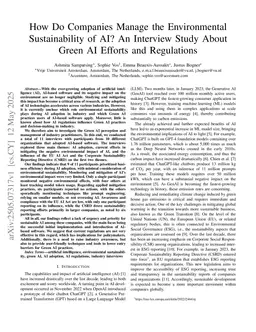 How Do Companies Manage the Environmental Sustainability of AI? An Interview Study About Green AI Efforts and Regulations