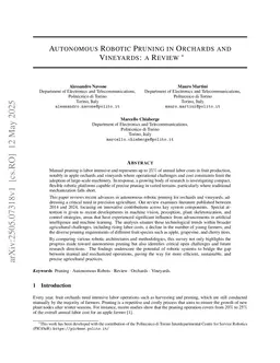 Autonomous Robotic Pruning in Orchards and Vineyards: a Review