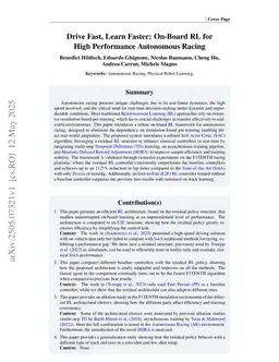 Drive Fast, Learn Faster: On-Board RL for High Performance Autonomous Racing