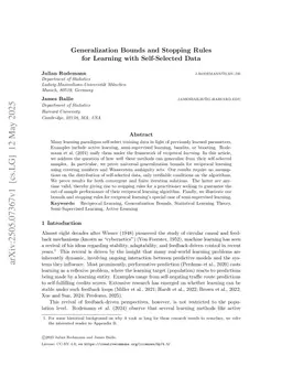 Generalization Bounds and Stopping Rules for Learning with Self-Selected Data