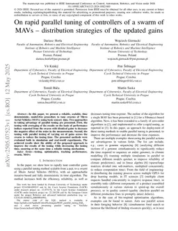 On rapid parallel tuning of controllers of a swarm of MAVs -- distribution strategies of the updated gains