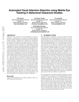 Automated Visual Attention Detection using Mobile Eye Tracking in Behavioral Classroom Studies