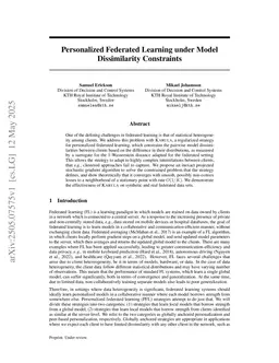 Personalized Federated Learning under Model Dissimilarity Constraints