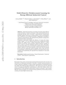 Multi-Objective Reinforcement Learning for Energy-Efficient Industrial Control