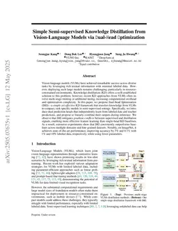 Simple yet Effective Semi-supervised Knowledge Distillation from Vision-Language Models via Dual-Head Optimization