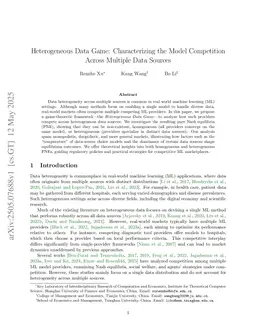 Heterogeneous Data Game: Characterizing the Model Competition Across Multiple Data Sources