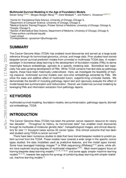 Multimodal Cancer Modeling in the Age of Foundation Model Embeddings