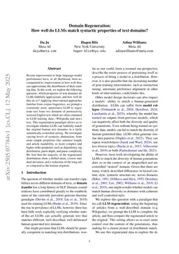 Domain Regeneration: How well do LLMs match syntactic properties of text domains?