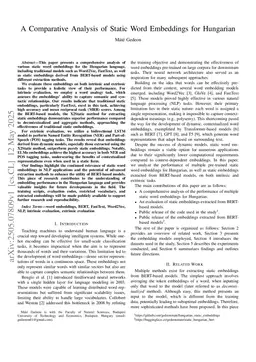 A Comparative Analysis of Static Word Embeddings for Hungarian