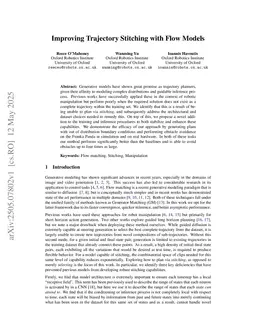 Improving Trajectory Stitching with Flow Models
