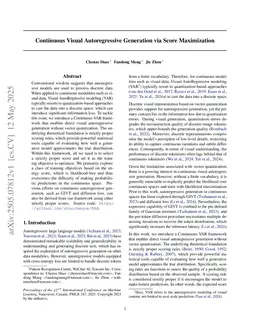 Continuous Visual Autoregressive Generation via Score Maximization