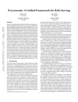 Patchwork: A Unified Framework for RAG Serving