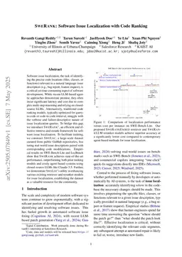 SweRank: Software Issue Localization with Code Ranking