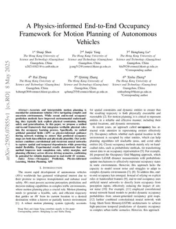 A Physics-informed End-to-End Occupancy Framework for Motion Planning of Autonomous Vehicles