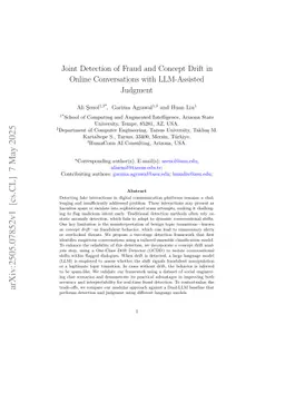 Joint Detection of Fraud and Concept Drift inOnline Conversations with LLM-Assisted Judgment