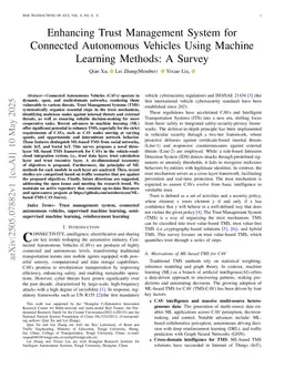 Enhancing Trust Management System for Connected Autonomous Vehicles Using Machine Learning Methods: A Survey