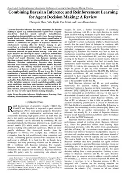 Combining Bayesian Inference and Reinforcement Learning for Agent Decision Making: A Review