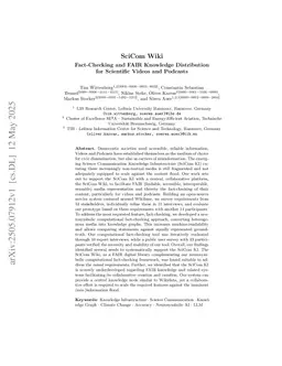 SciCom Wiki: Fact-Checking and FAIR Knowledge Distribution for Scientific Videos and Podcasts