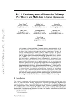 Re2: A Consistency-ensured Dataset for Full-stage Peer Review and Multi-turn Rebuttal Discussions