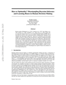 Bias or Optimality? Disentangling Bayesian Inference and Learning Biases in Human Decision-Making