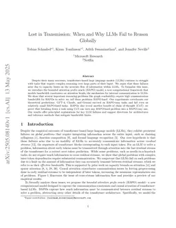 Lost in Transmission: When and Why LLMs Fail to Reason Globally